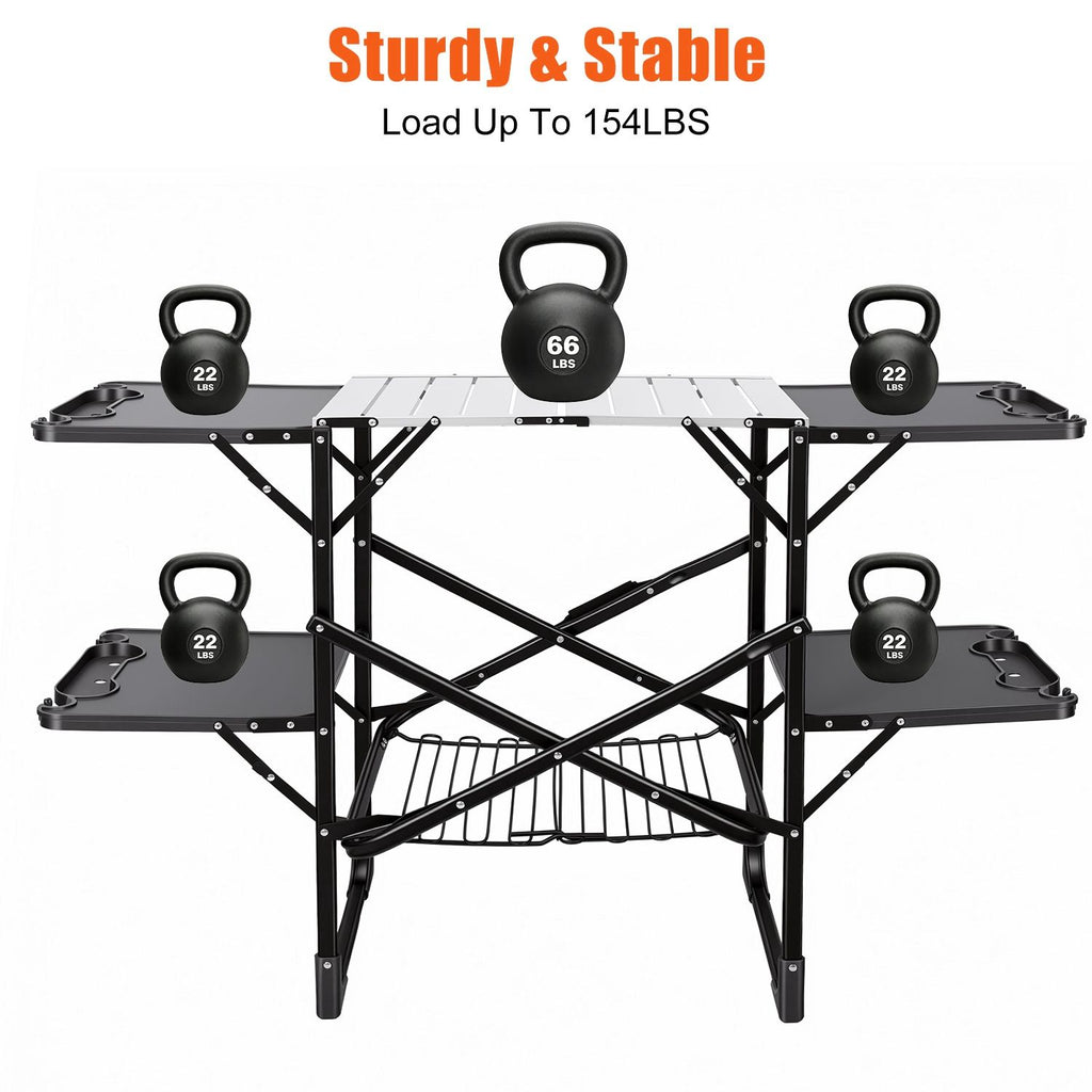 Foldaway Outdoor Cooking Table with Lantern Pole
