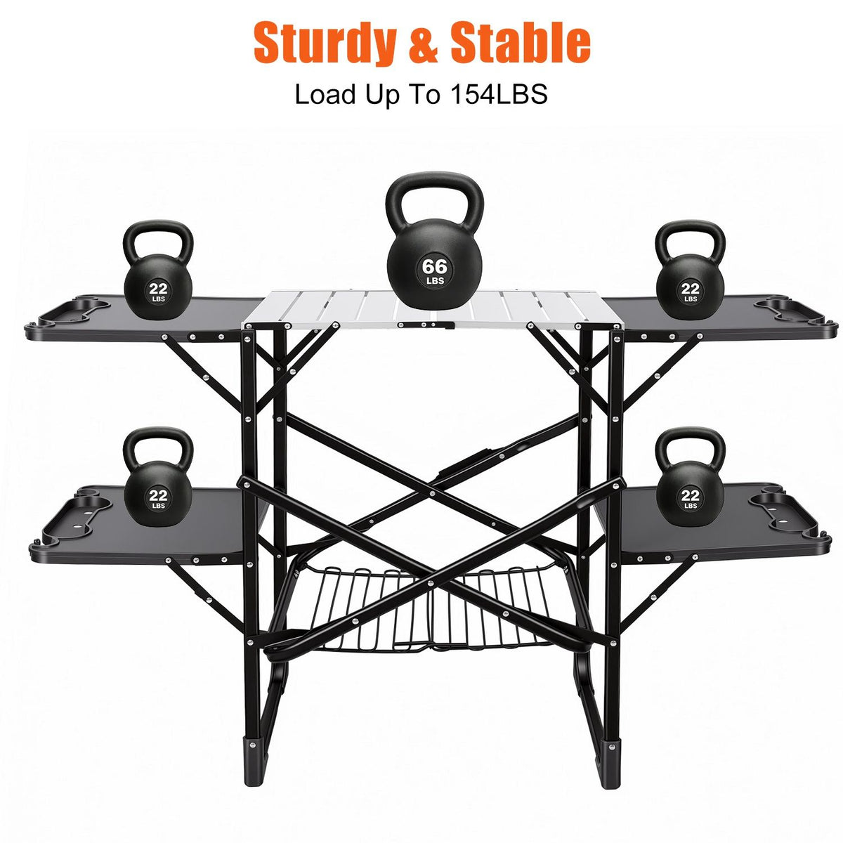 Foldaway Outdoor Cooking Table with Lantern Pole