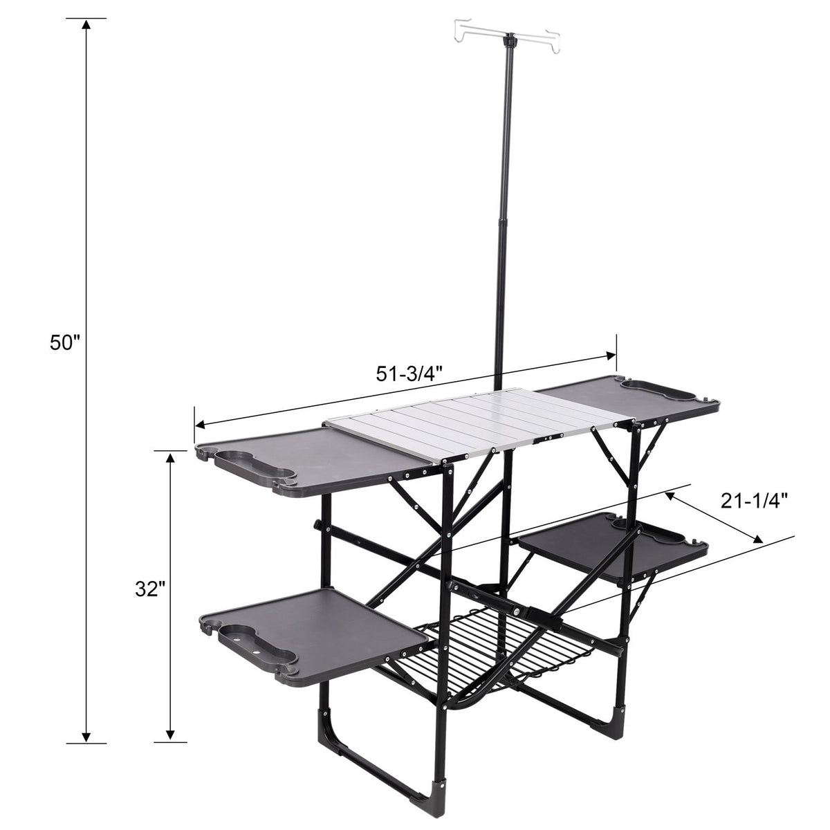 Foldaway Outdoor Cooking Table with Lantern Pole