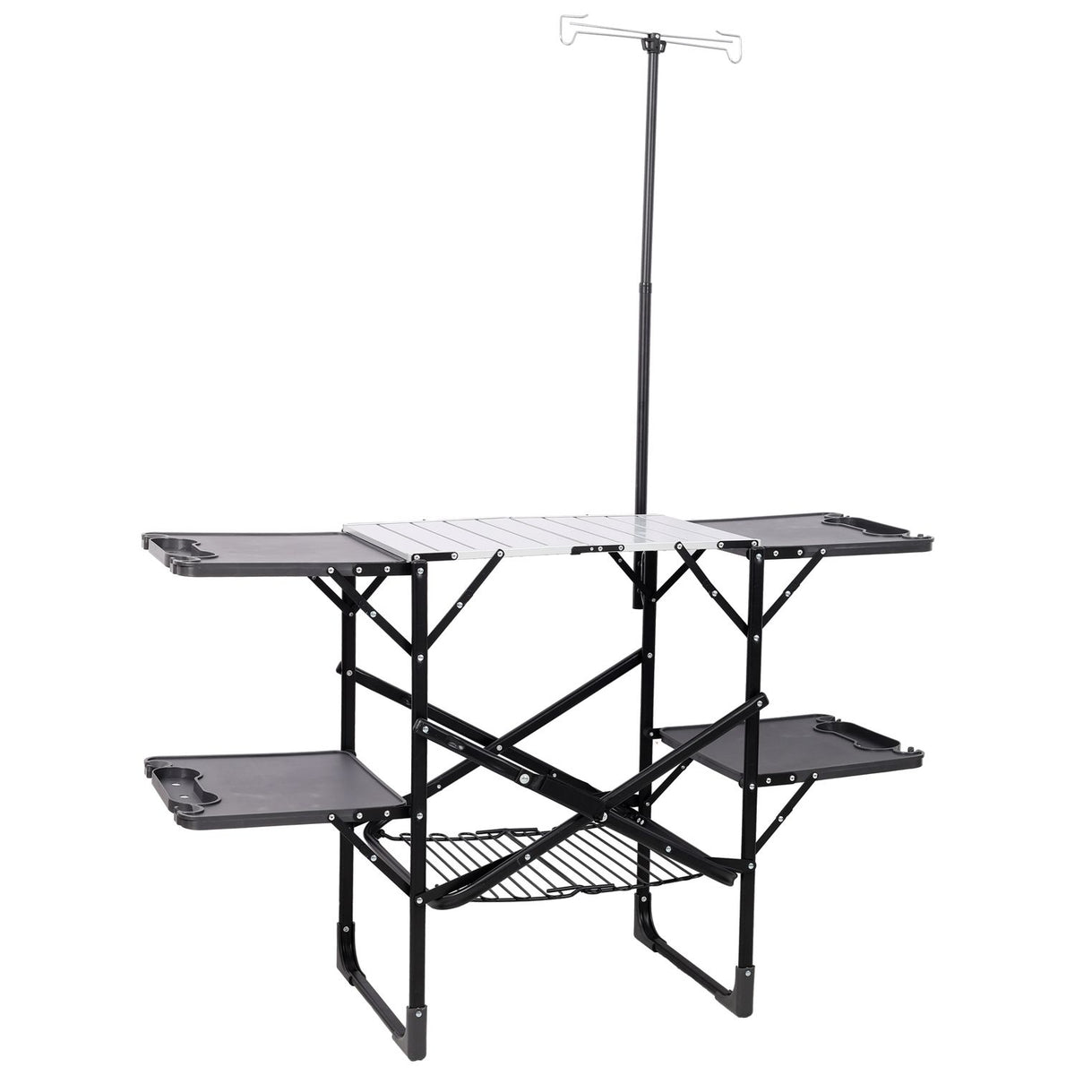 Foldaway Outdoor Cooking Table with Lantern Pole