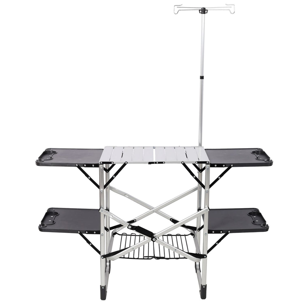 Foldaway Outdoor Cooking Table with Lantern Pole