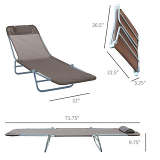 Folding Chaise Lounge Chair with 5-Position Reclining Back - Brown