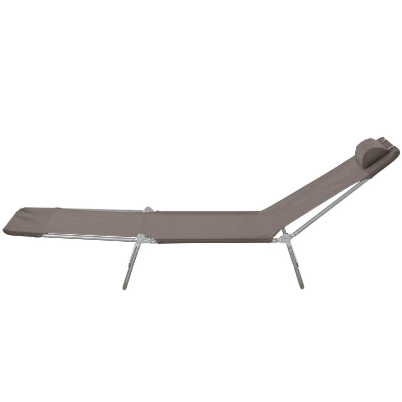 Folding Chaise Lounge Chair with 5-Position Reclining Back - Brown