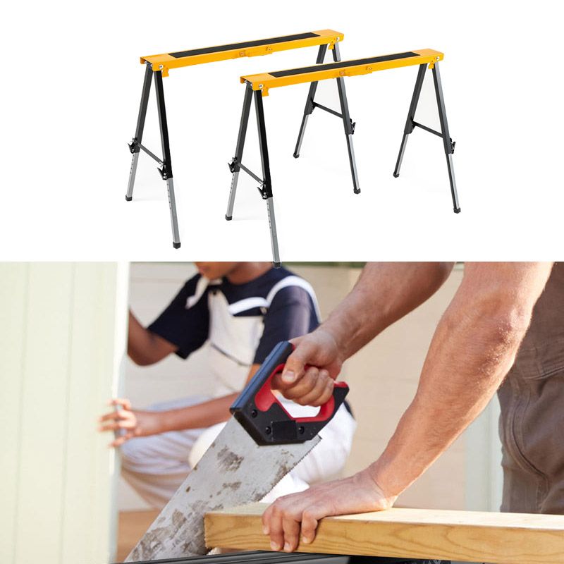 Folding Saw Horses with Adjustable Leg Heights for Versatile Projects