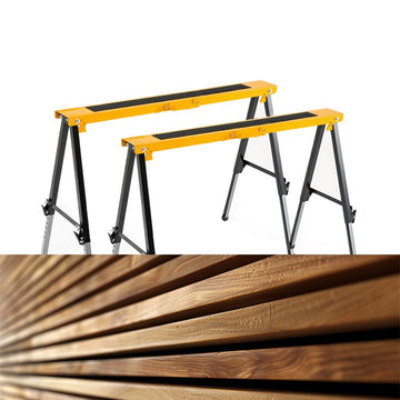 Folding Saw Horses with Adjustable Leg Heights for Versatile Projects