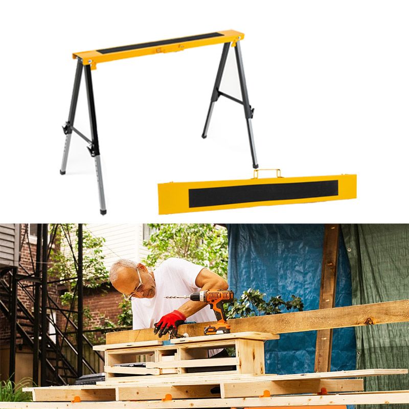 Folding Saw Horses with Adjustable Leg Heights for Versatile Projects