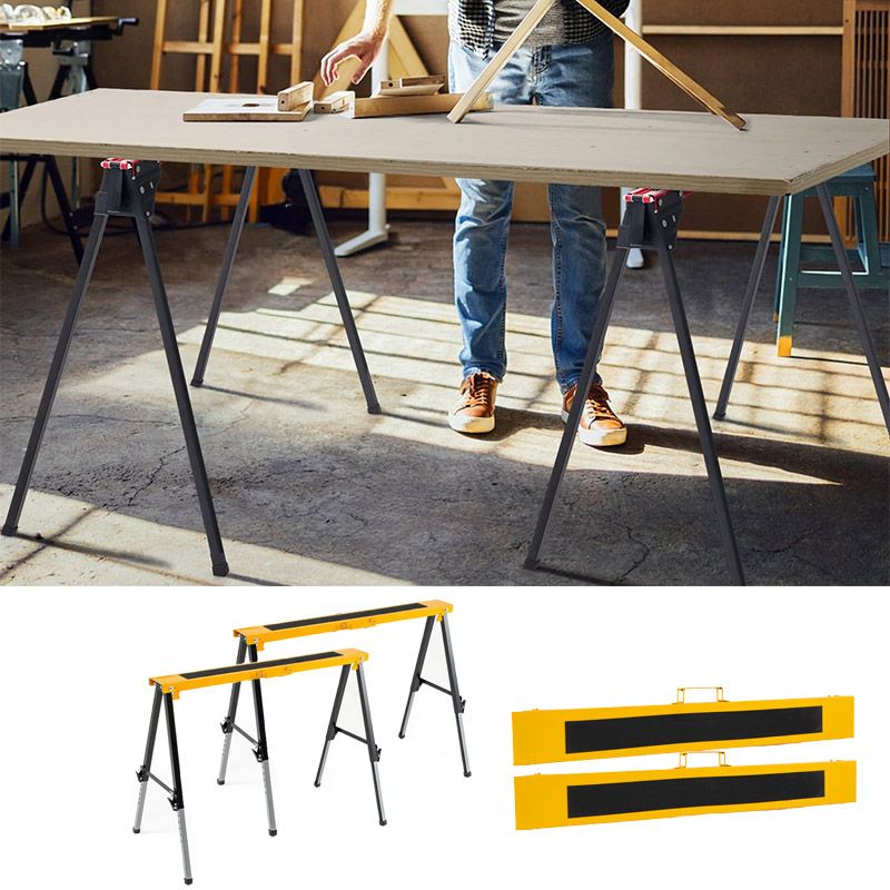 Folding Saw Horses with Adjustable Leg Heights for Versatile Projects