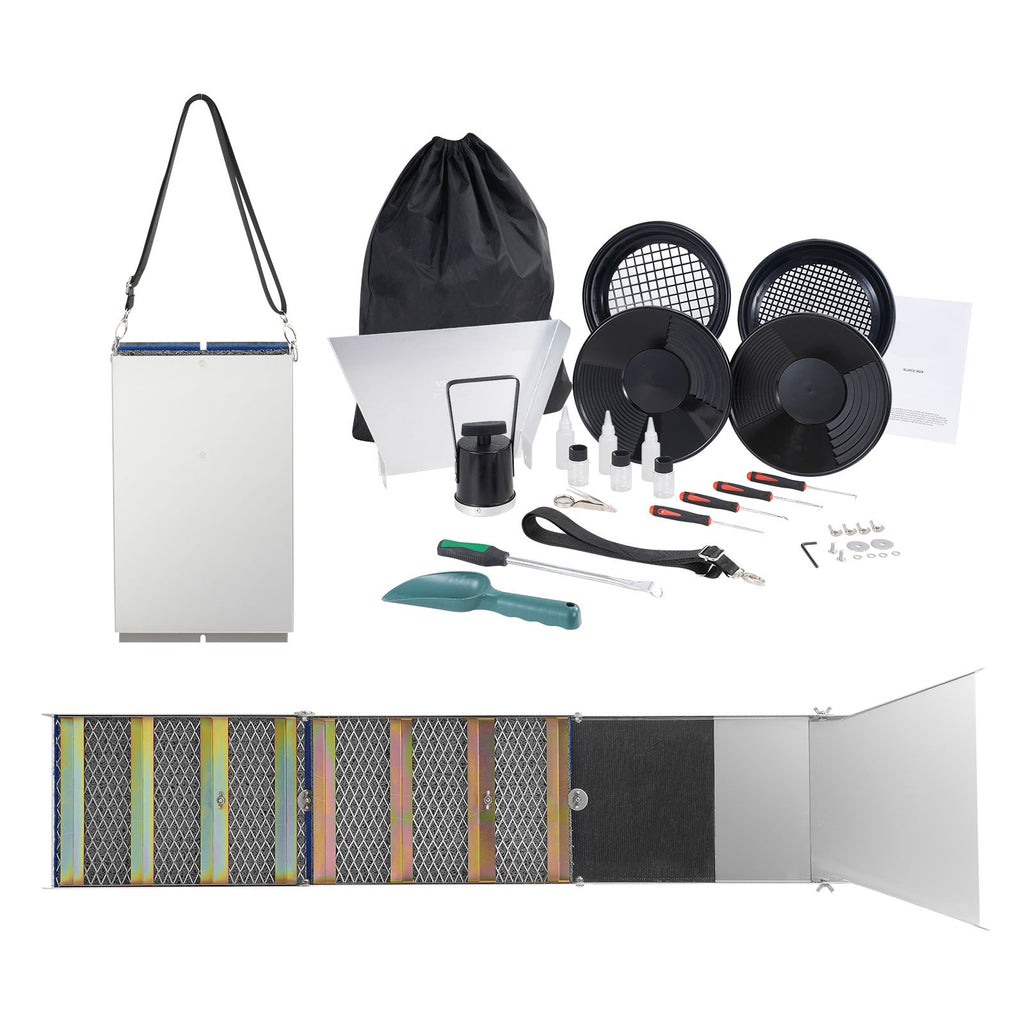 Folding Sluice Box Prospecting Kit with Field Accessories