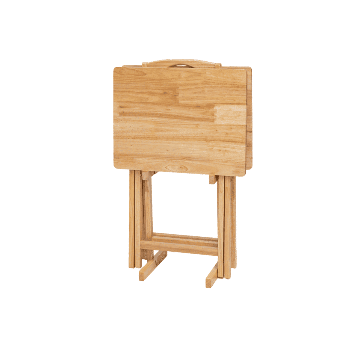 Two Folding TV Tray Tables with Storage Rack