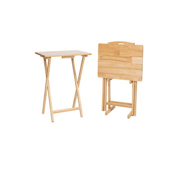 Two Folding TV Tray Tables with Storage Rack