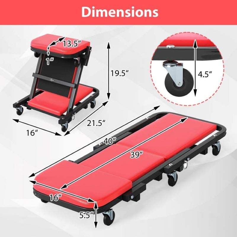 Folding Z Creeper and Garage Seat