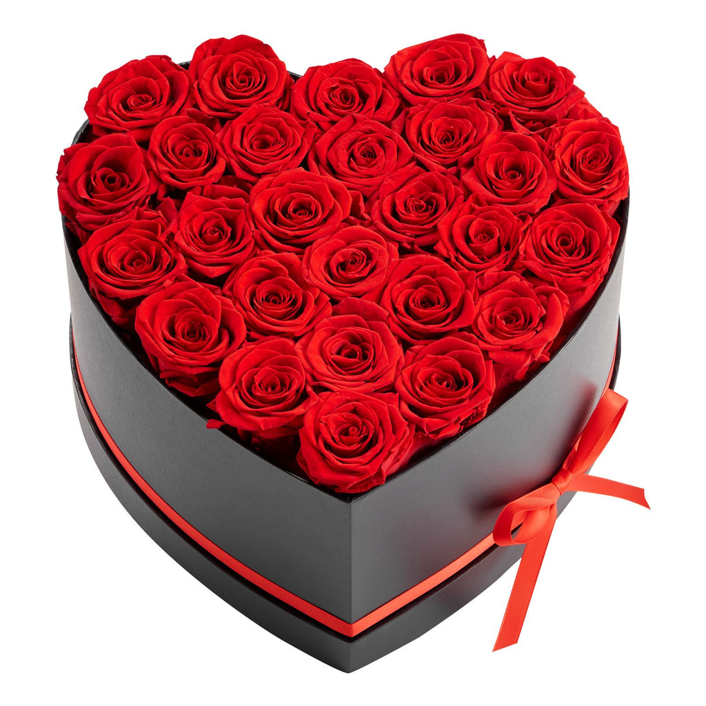 Preserved Red Roses in a Heart-Shaped Gift Box