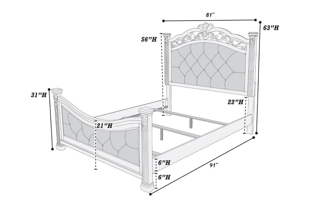 Traditional Dark Cherry California King Tufted Bed