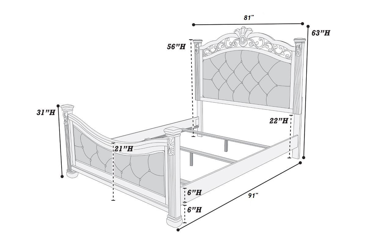 Traditional Dark Cherry California King Tufted Bed