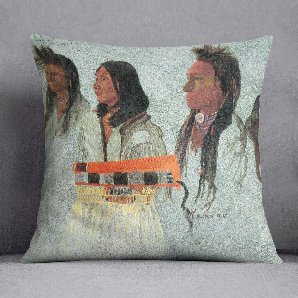 Four Indians by Bierstadt Decorative Cushion