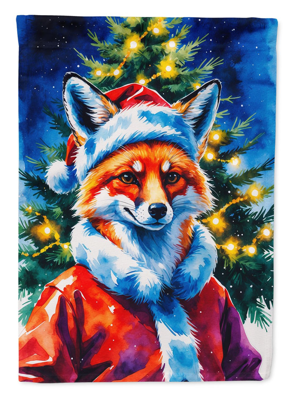 Festive Fox Christmas Garden Flag with Double-Sided Design