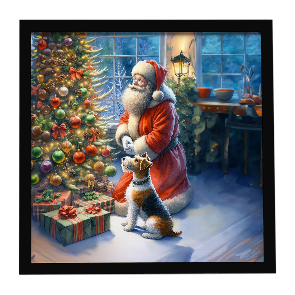 Fox Terrier and Santa Christmas Framed Print