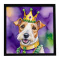 Fox Terrier King of Mardi Gras Framed Metal Print - Wall Art for Kitchen, Bathroom, Office