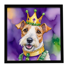 Fox Terrier King of Mardi Gras Framed Metal Print - Wall Art for Kitchen, Bathroom, Office