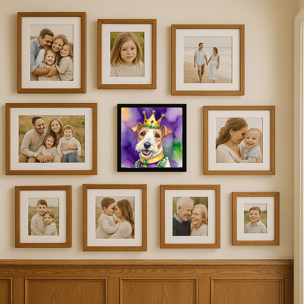 Fox Terrier King of Mardi Gras Framed Metal Print - Wall Art for Kitchen, Bathroom, Office