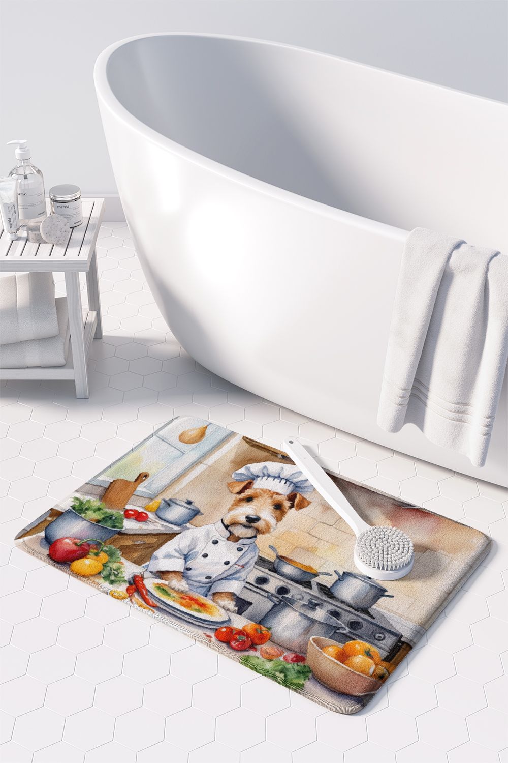 Fox Terrier Chef Kitchen and Bath Mat