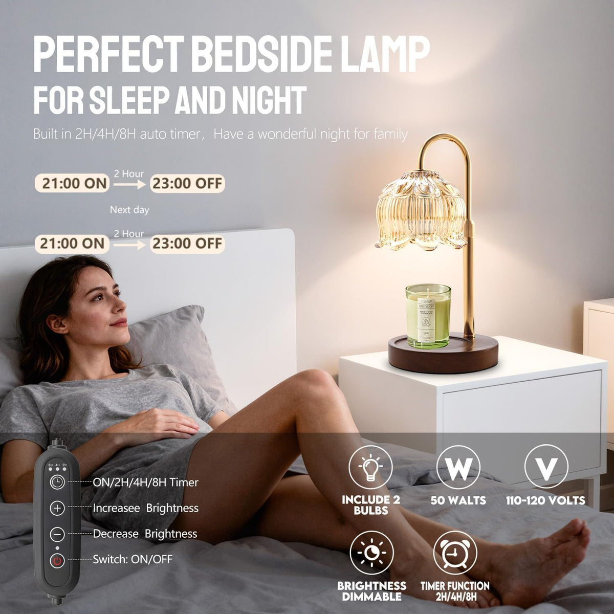 Fragrance Candle Warmer Lamp with Timer and Dimmer