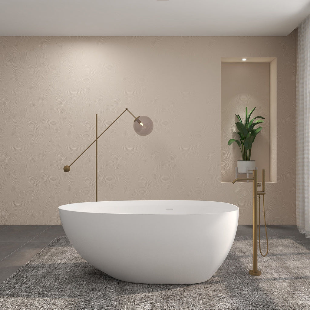 FRALIMK Soft White Matte Freestanding Soaking Tub
