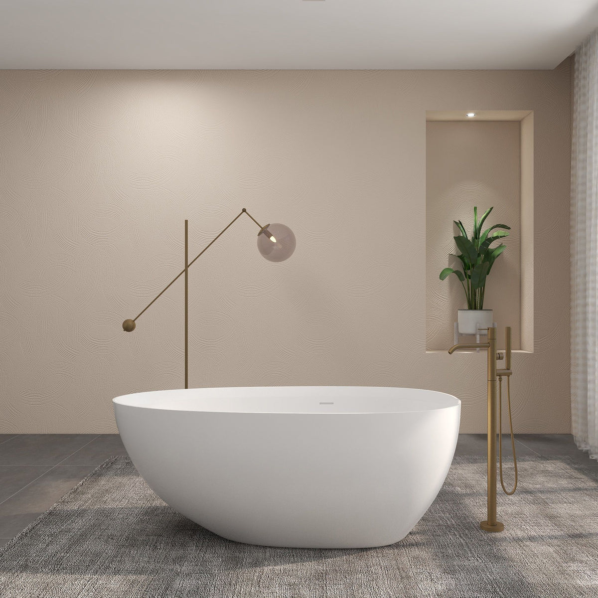 FRALIMK Soft White Matte Freestanding Soaking Tub