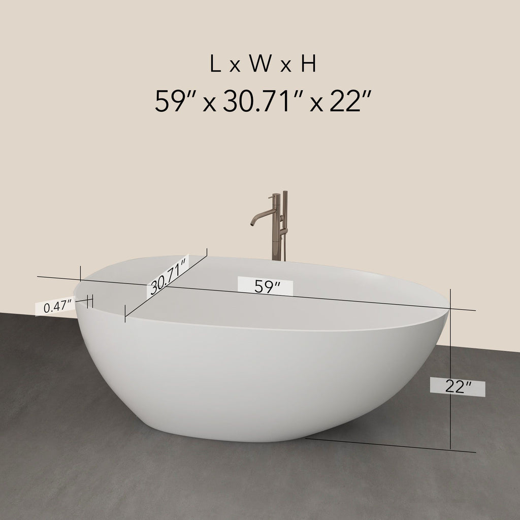 FRALIMK Soft White Matte Freestanding Soaking Tub