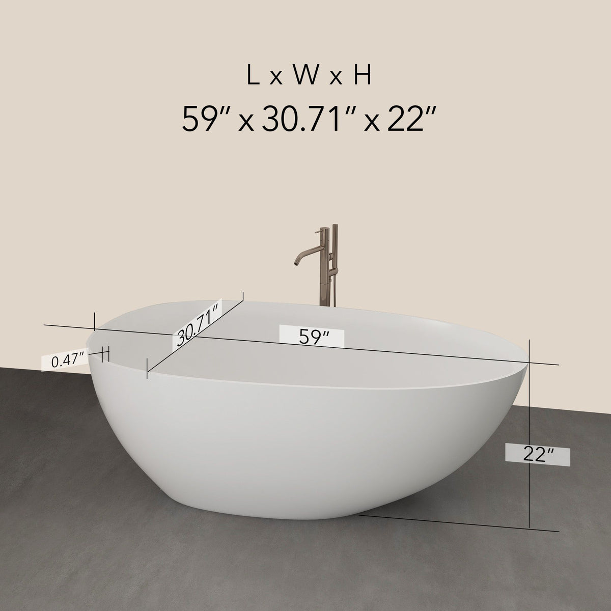 FRALIMK Soft White Matte Freestanding Soaking Tub