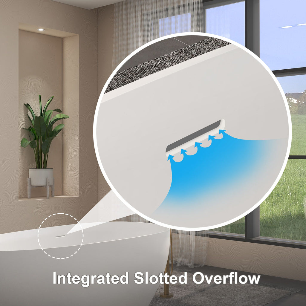 FRALIMK Soft White Matte Freestanding Soaking Tub