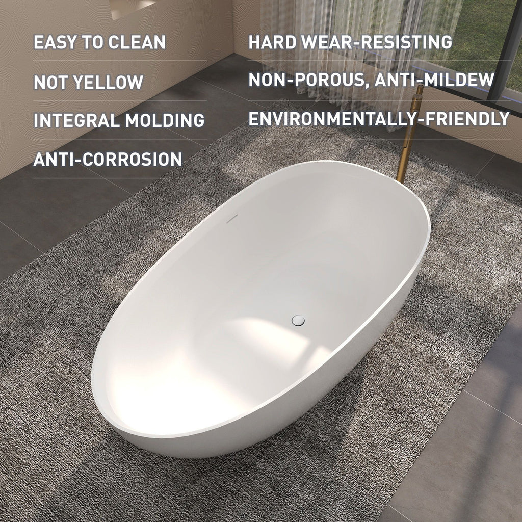 FRALIMK Soft White Matte Freestanding Soaking Tub