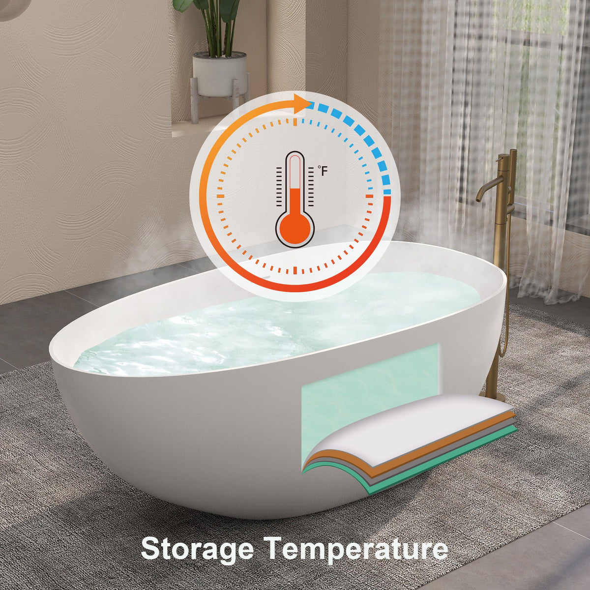 FRALIMK Soft White Matte Freestanding Soaking Tub
