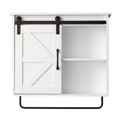 Farmhouse Bathroom Wall Cabinet Over Toilet with Sensor Light & Sliding Barn Door