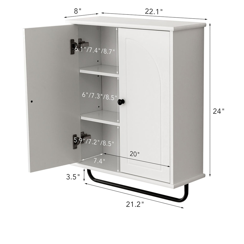 FRALIMK Over-the-Toilet Cabinet with Arched Doors, Soft-Close Hinges, and Towel Bar