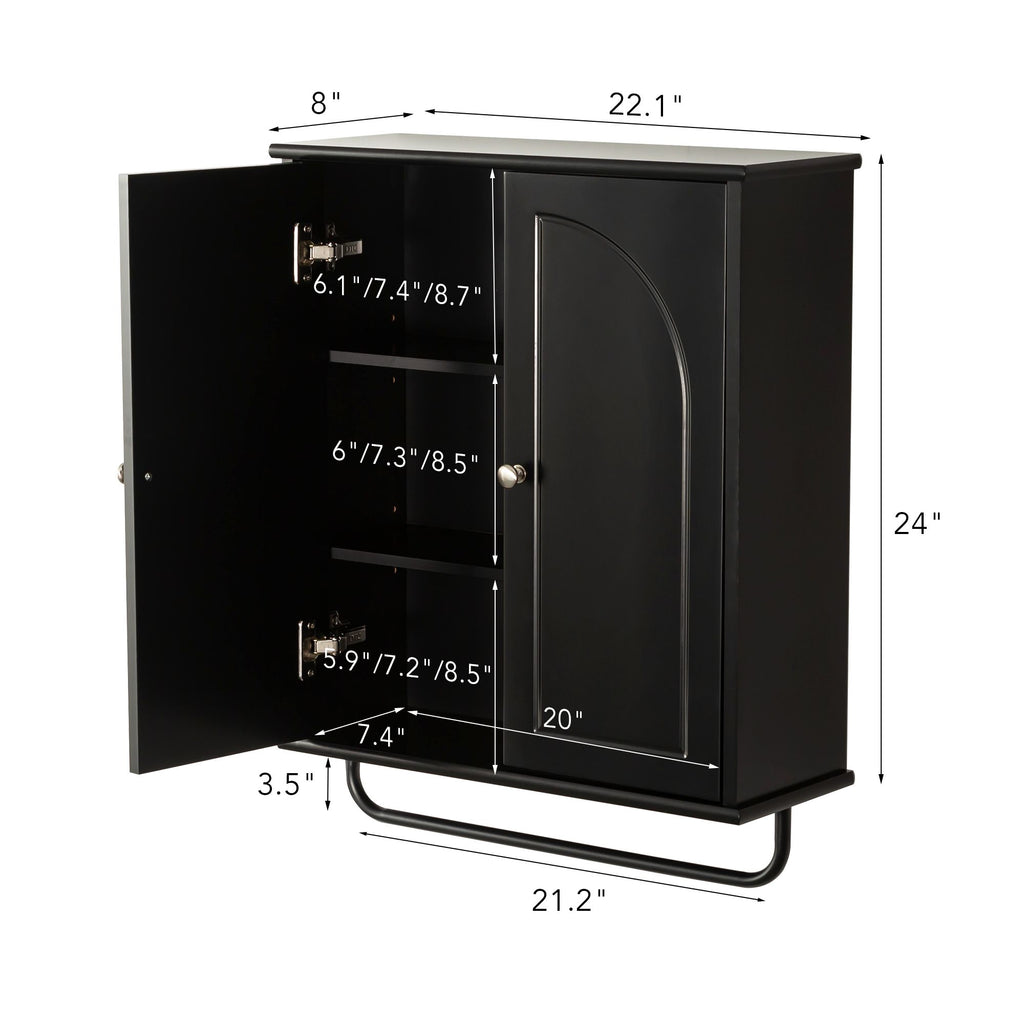 FRALIMK Over-the-Toilet Cabinet with Arched Doors, Soft-Close Hinges, and Towel Bar