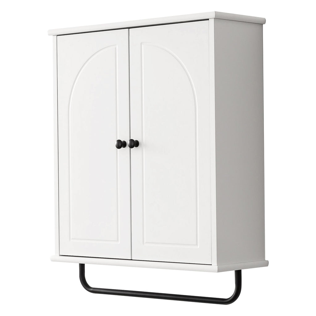 FRALIMK Over-the-Toilet Cabinet with Arched Doors, Soft-Close Hinges, and Towel Bar