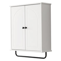 FRALIMK Over-the-Toilet Cabinet with Arched Doors, Soft-Close Hinges, and Towel Bar