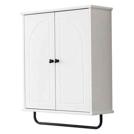 FRALIMK Over-the-Toilet Cabinet with Arched Doors, Soft-Close Hinges, and Towel Bar