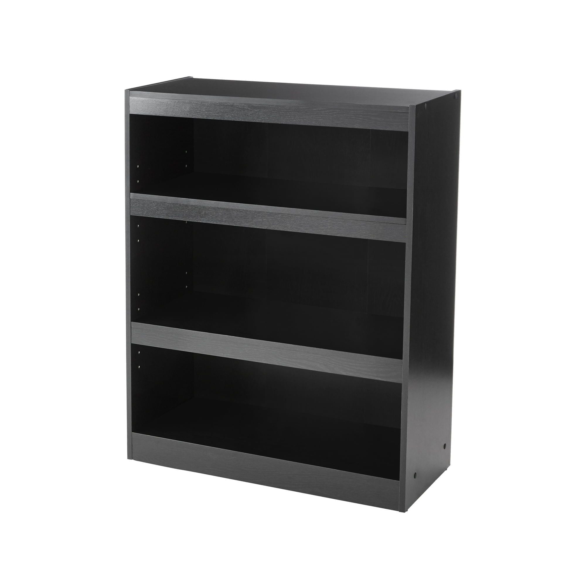 Framed 3-Shelf Bookcase with Adjustable Shelves – True Black Oak