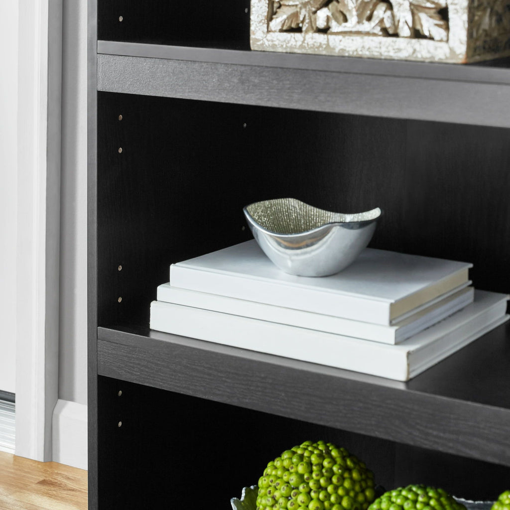 Framed 3-Shelf Bookcase with Adjustable Shelves – True Black Oak