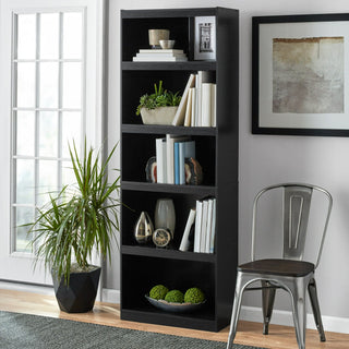 Framed 5-Shelf Bookcase with Adjustable Shelves for Books & Display