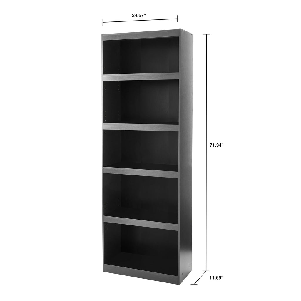 Framed 5-Shelf Bookcase with Adjustable Shelves for Books & Display
