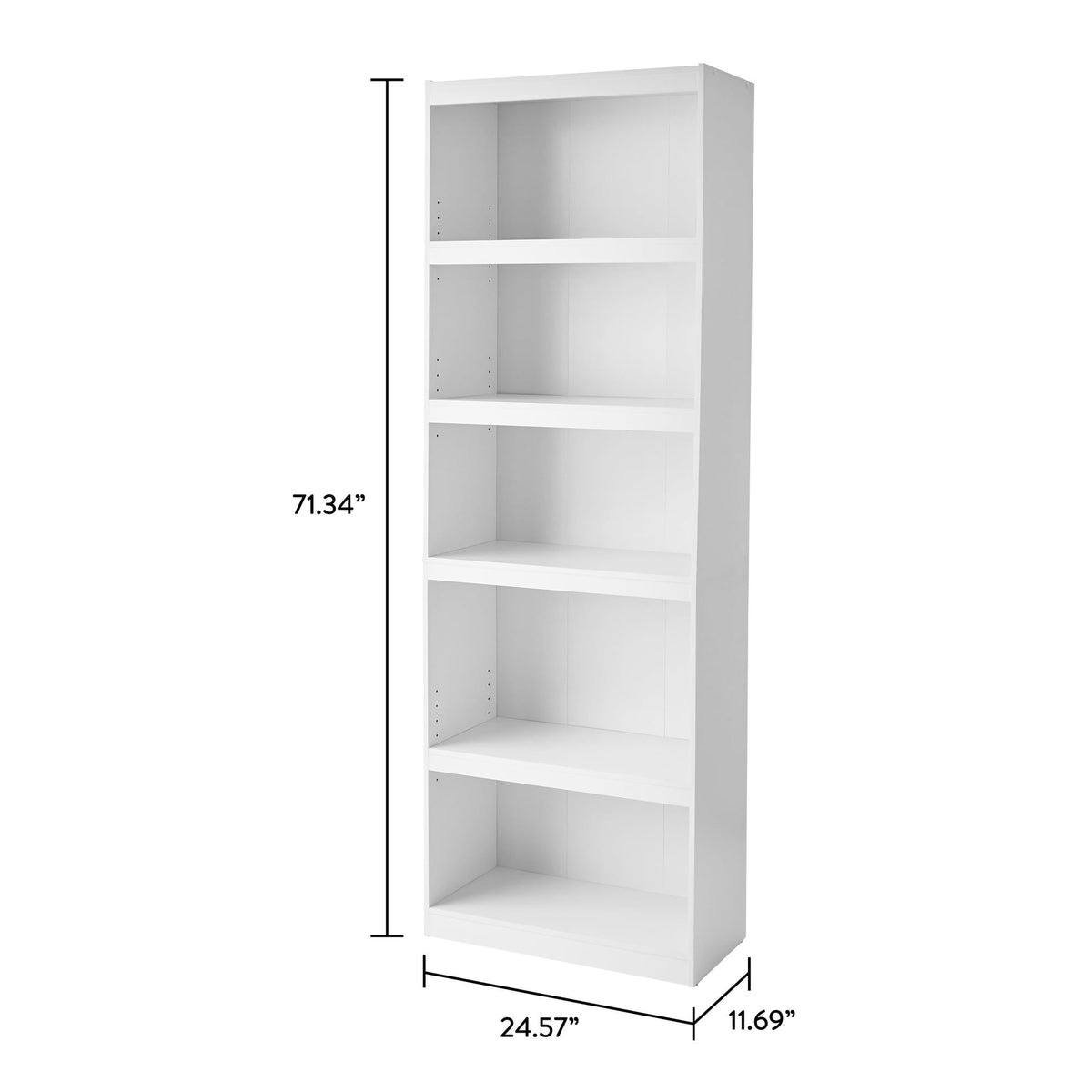 Framed 5-Shelf Bookcase with Adjustable Shelves