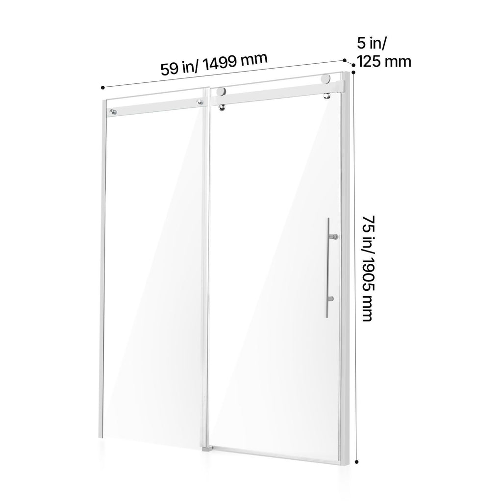 Frameless Sliding Shower Door with Thickened Tempered Glass & Nano Coating