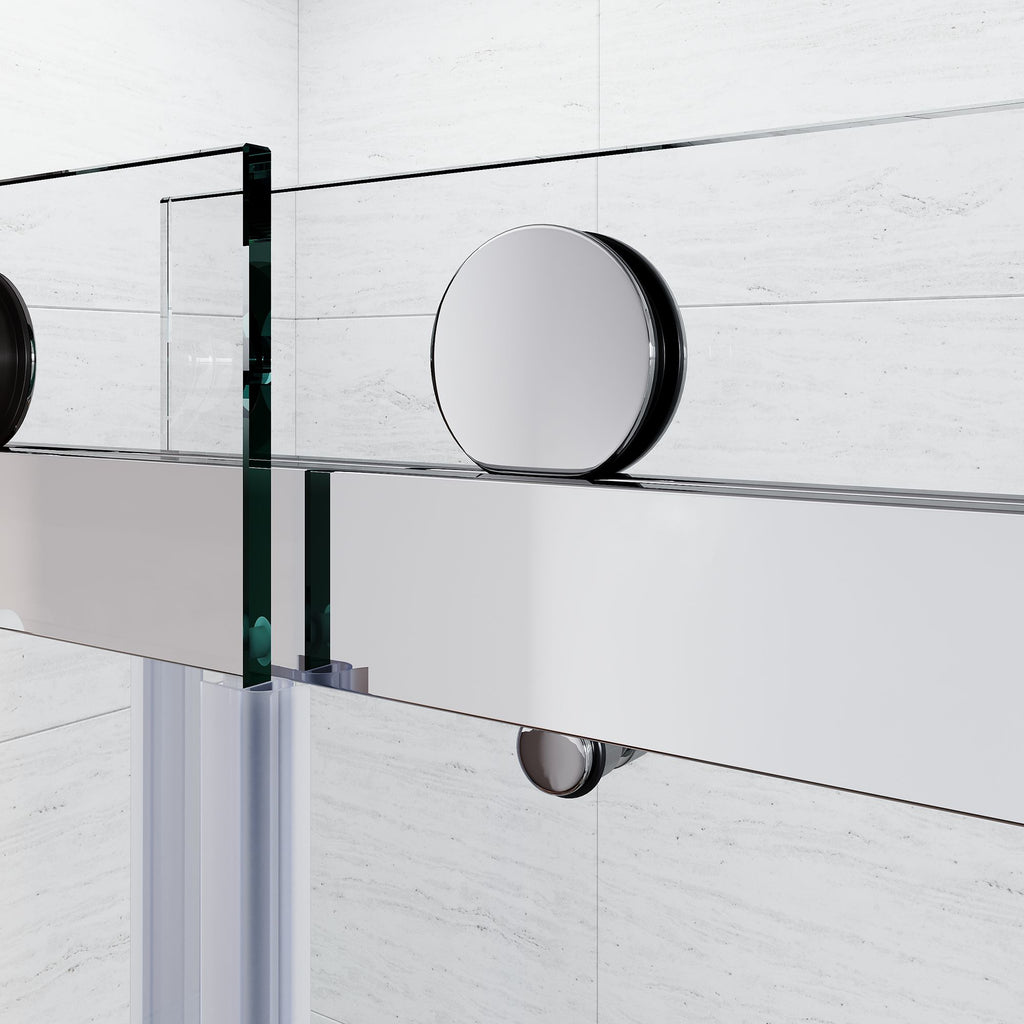 Premium Frameless Sliding Shower Door, 56-. Width, Brushed Nickel