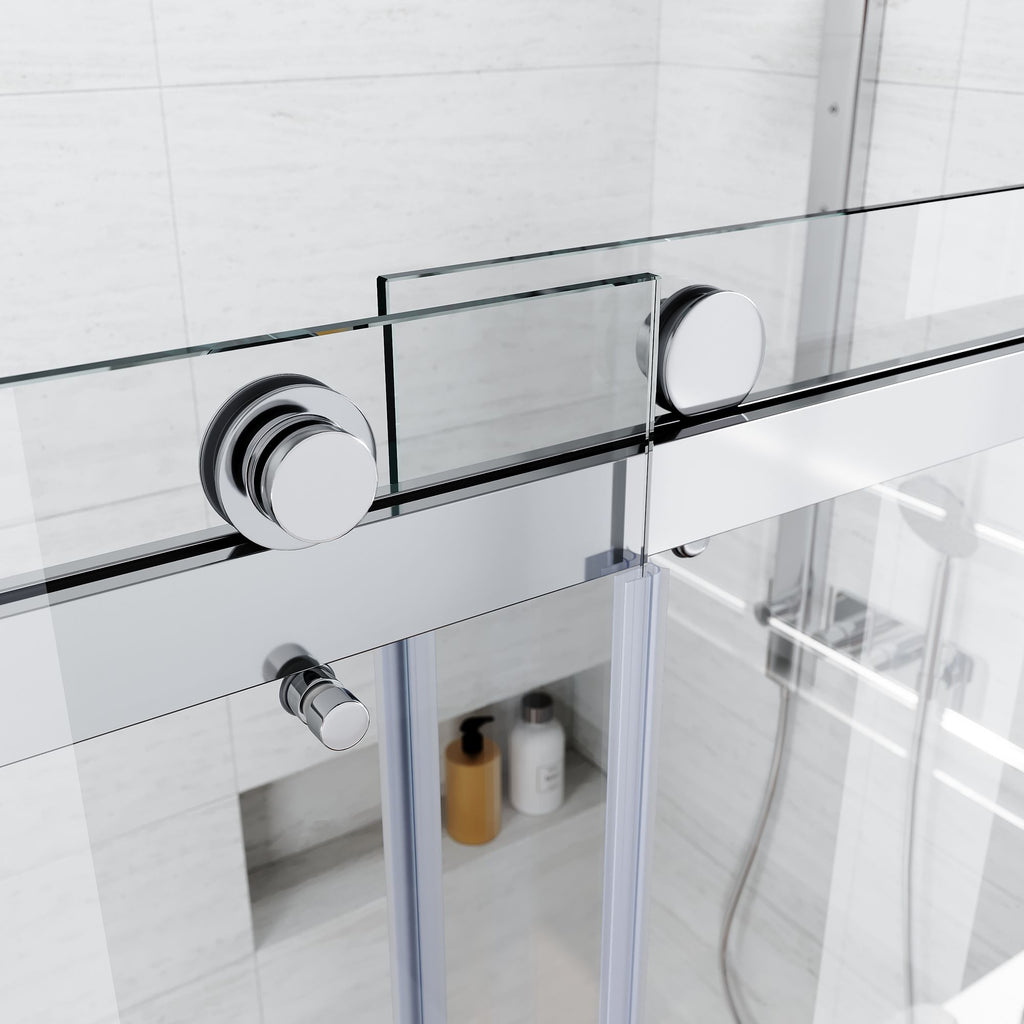 Premium Frameless Sliding Shower Door, 56-. Width, Brushed Nickel