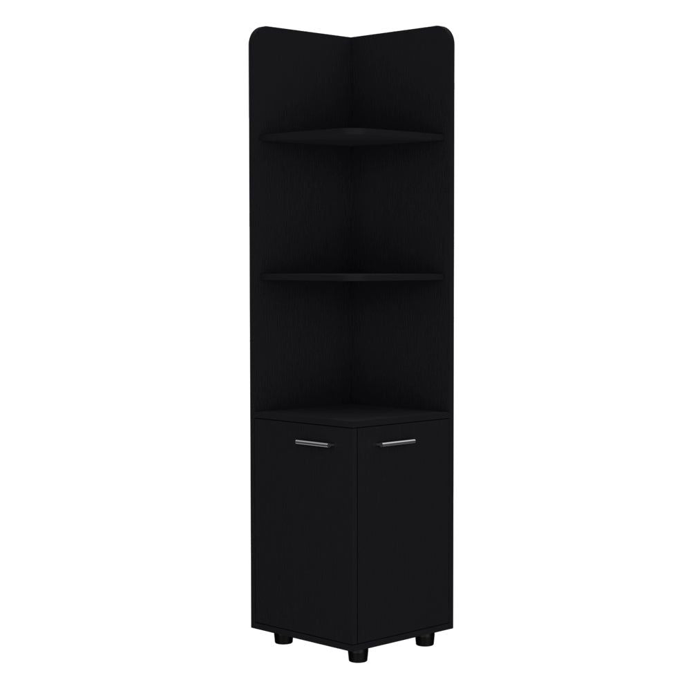 Freestanding Cabinet with Drawer and Shelves - Modern Black Design