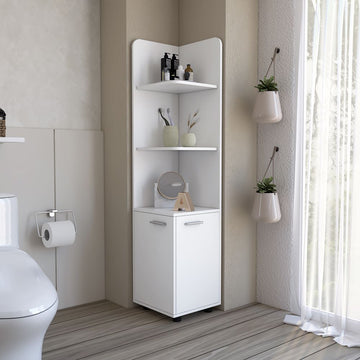 Compact White Freestanding Cabinet with Single Drawer