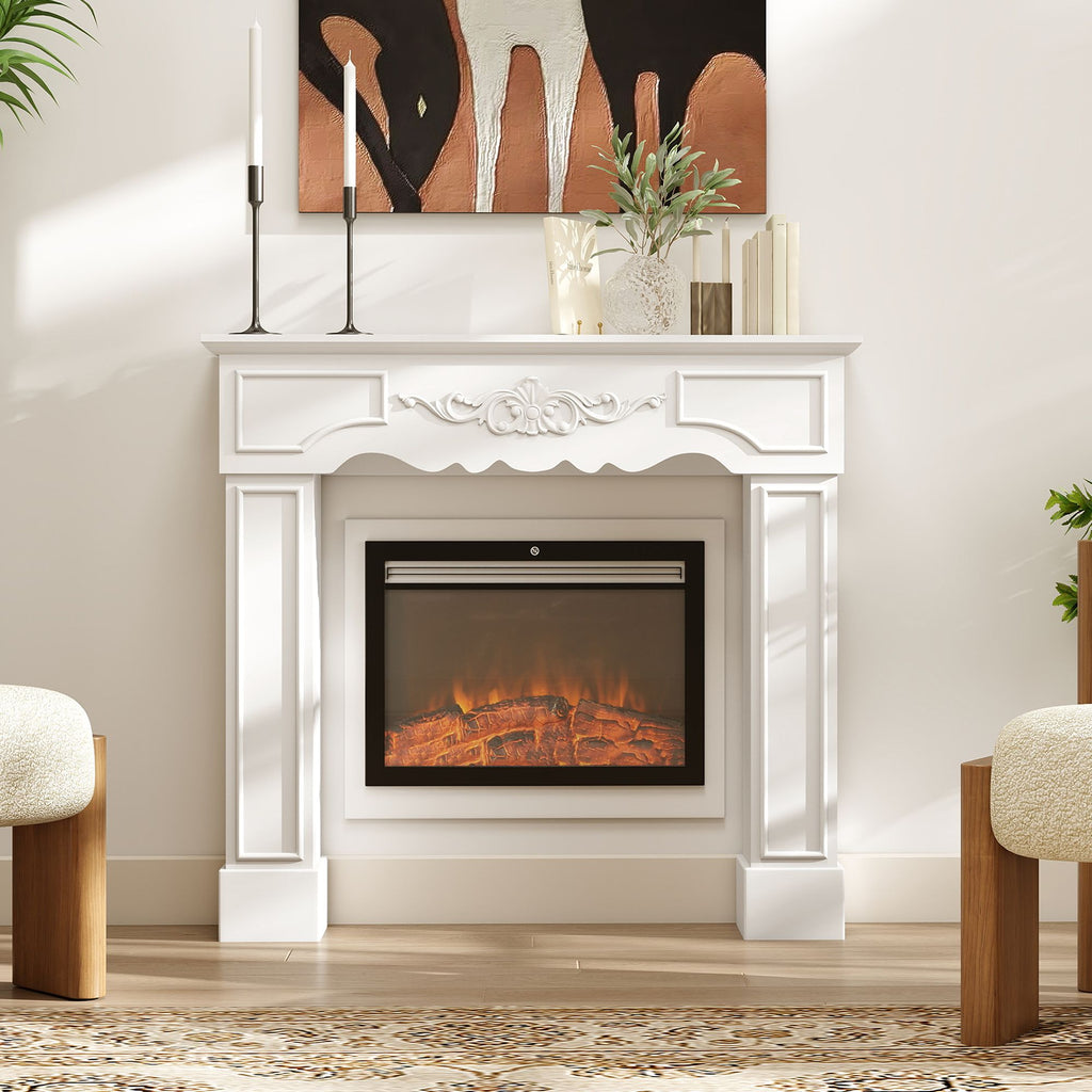 Baroque-Style Freestanding Fireplace Mantel